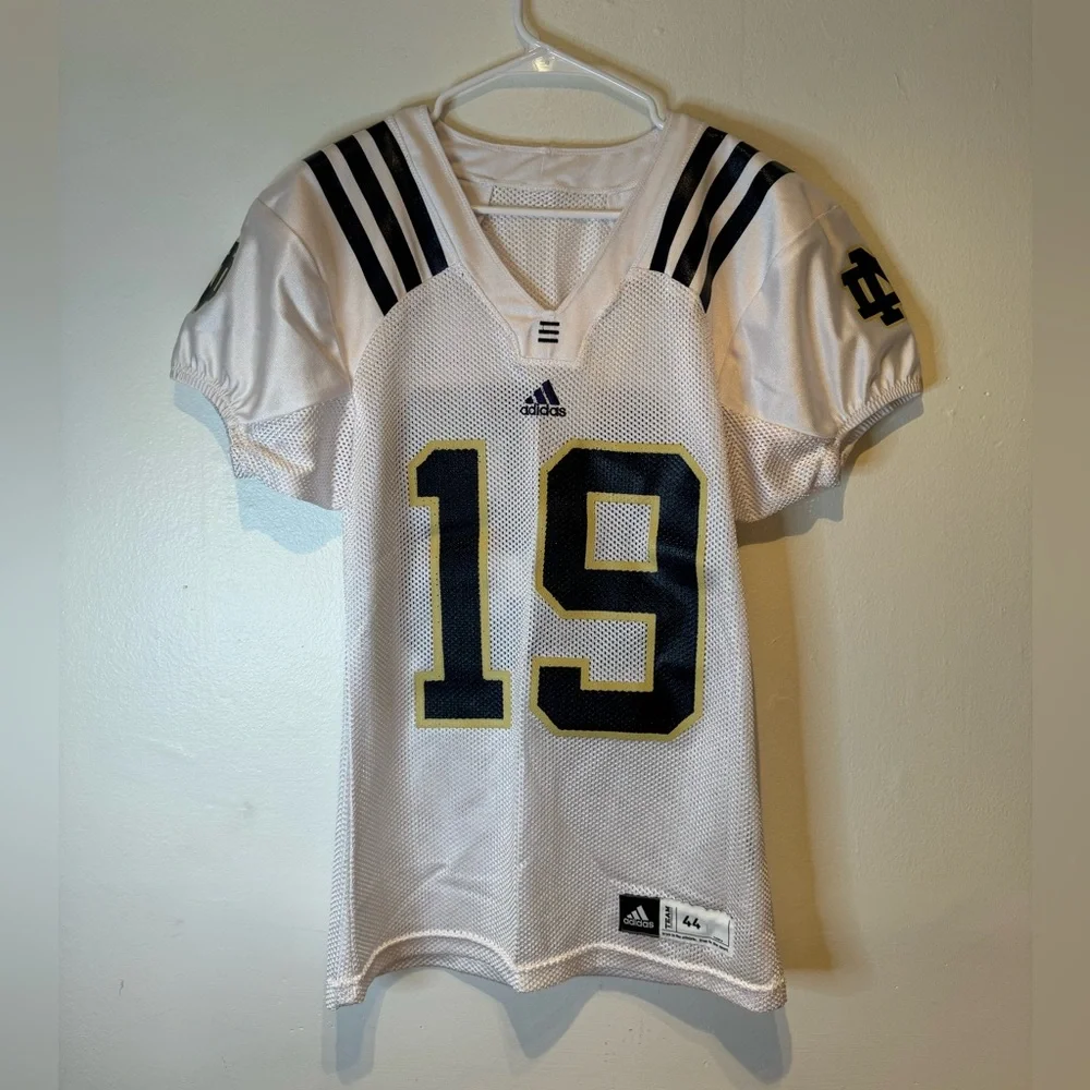 Adidas Notre Dame Fighting Irish #19‎ Game Worn Jersey Size 44 White Football